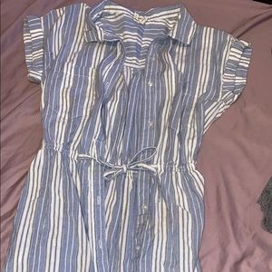 light blue stripped medium long dress